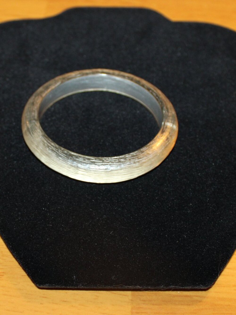 Vintage Clear Lucite Bangle Bracelet Mid Century Frosted Ice Textured Spacer